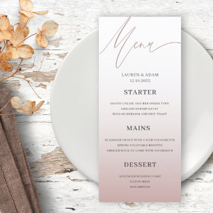 Simple Rose Gold  Wedding Dinner Menu