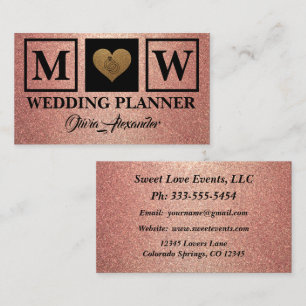 Simple Rose Gold Wedding Planner Business Card