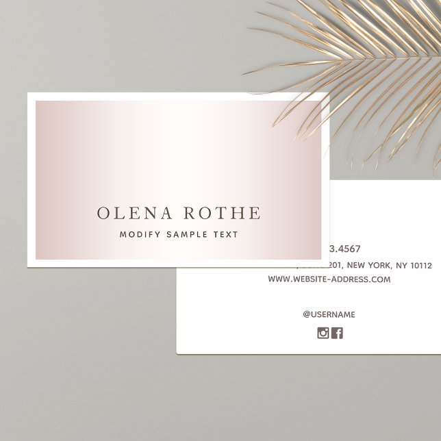Simple Rose Gold White Border  Professional  Calli Calling Card (Creator Uploaded)