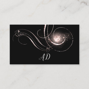 Simple Rose Heart Black White Diamond Monogram Appointment Card