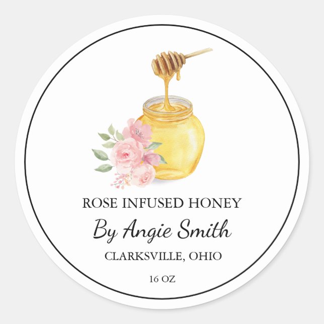 Simple Rose Infused Honey Label (Front)