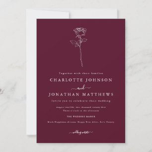 Simple Rose Minimalist Wedding Invitation
