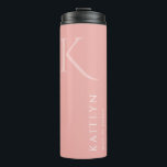 Simple Rose Monogram Personalised Maid of Honour Thermal Tumbler<br><div class="desc">This simple custom maid of honour rose tumbler features bridesmaid's name,  and monogram. You can easily change the background and fonts colours to match your event if you like. Also great for a bridesmaid,  mother of the groom and more.</div>