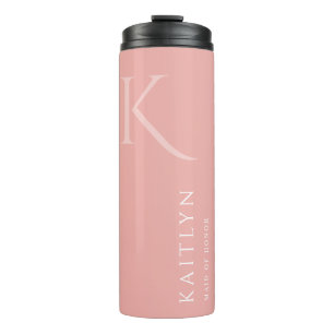 Simple Rose Monogram Personalised Maid of Honour Thermal Tumbler