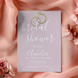 Simple Rose Pink Gold Ring Bridal Shower Invitation