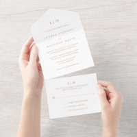 Simple Rose Pink Monogram Elegant Wedding