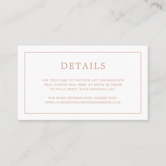 Simple Rose Pink Monogram Elegant Wedding Enclosure Card (Front)