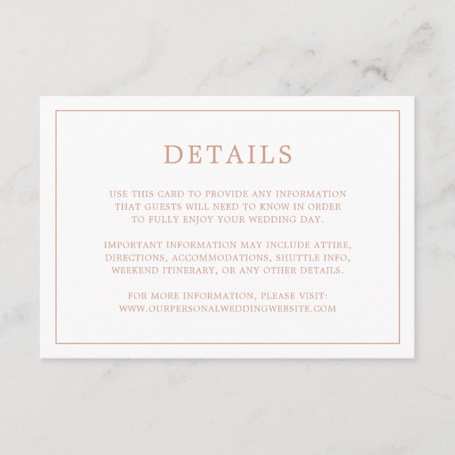 Simple Rose Pink Monogram Elegant Wedding Enclosure Card (Front)
