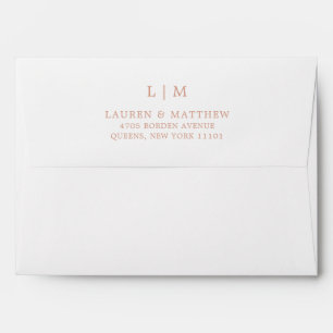 Simple Rose Pink Monogram Elegant Wedding Envelope