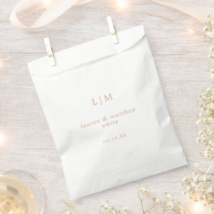 Simple Rose Pink Monogram Elegant Wedding Favour Bag