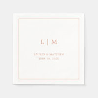 Simple Rose Pink Monogram Elegant Wedding