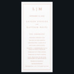 Simple Rose Pink Monogram Elegant Wedding Program<br><div class="desc">Modern Wedding Program featuring a simple yet elegant design with a traditional layout. Your two letter monogram is at the top along with your details surrounded by a thin border. All design elements are faux rose gold over a white background and may be changed in the design editing tool. A...</div>