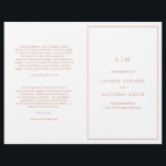 Simple Rose Pink Monogram Elegant Wedding Program<br><div class="desc">Simple folded Wedding Program featuring a modern yet elegant design with your two initial monogram along with your details surrounded by a thin border on the front cover. The inside has your wedding party on the left side and your order of ceremony on the right side. All design elements are...</div>