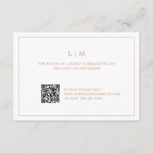 Simple Rose Pink Monogram QR Code Elegant Wedding RSVP Card