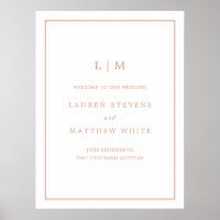 Simple Rose Pink Monogram Wedding Welcome Sign