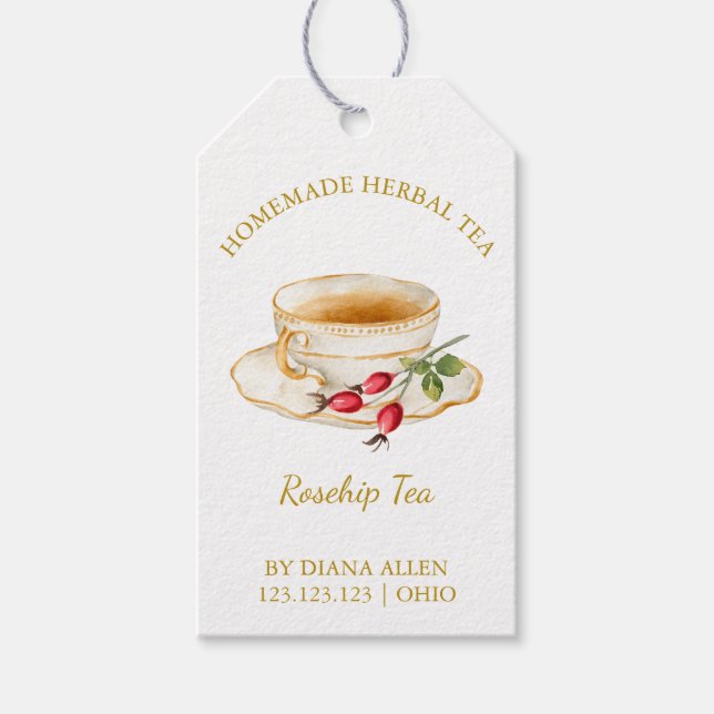 Simple Rosehip Tea Hang Tag  (Front)