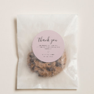 Simple Rosy Minimalist Wedding Thank You Classic Round Sticker
