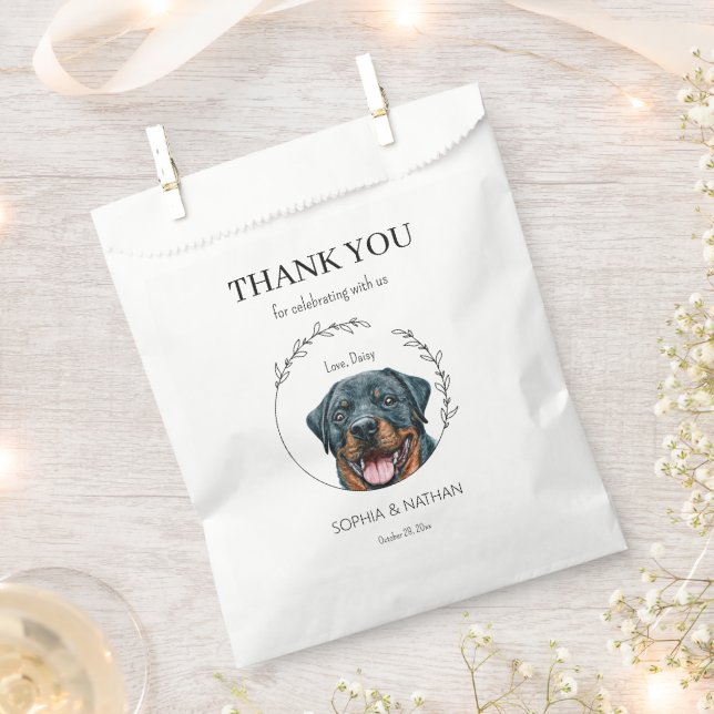 Simple Rottweiler Dog Wedding Thank You Favour Bag (Clipped)