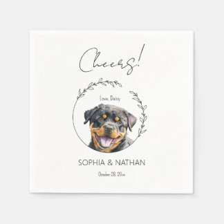Simple Rottweiler Puppy Dog Wedding Cocktail Napkin