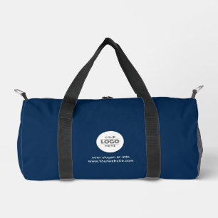 Simple Round Black Custom Business Logo Branded Duffle Bag
