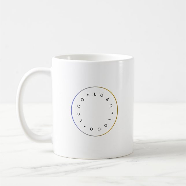 Simple Round Business Logo Gold Blue Silver Border Coffee Mug (Left)