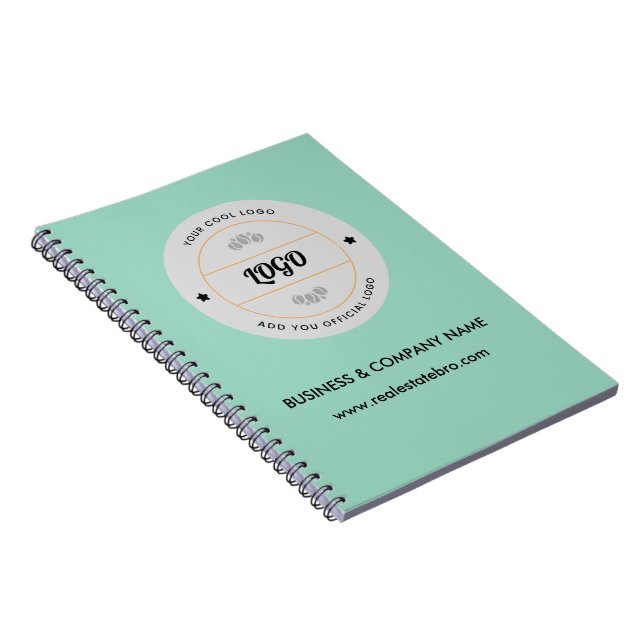 Simple Round Business Logo & Text Company Custom Notebook (Right Side)