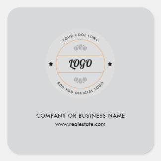 Simple Round Business Logo & Text Company Custom Square Sticker