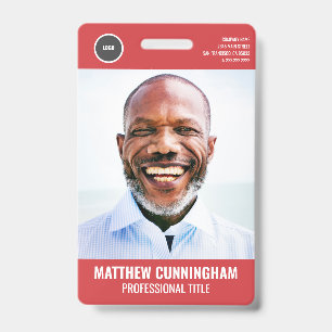 Simple Round Logo  Employee Photo Name Barcode ID Badge