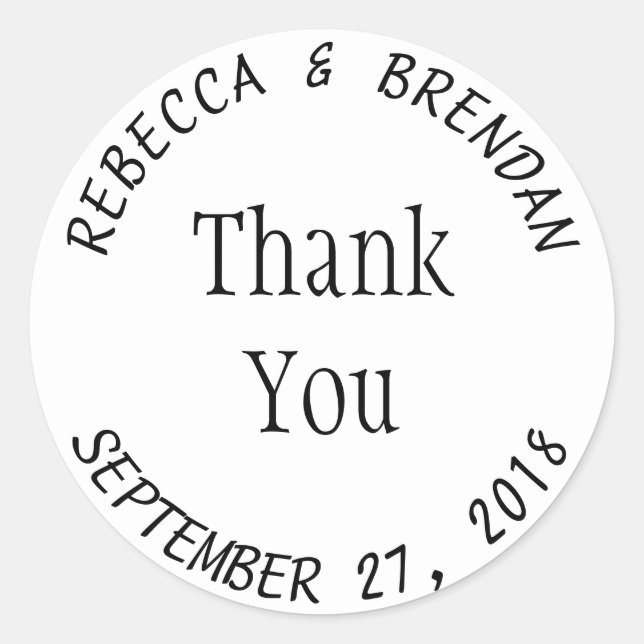 Simple Round White Curved Text Favour Labels (Front)
