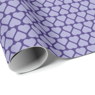 Simple Rows of Small Lavender Hearts on Purple Wrapping Paper
