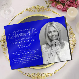 Simple Royal Blue Celebration of Life Invitations