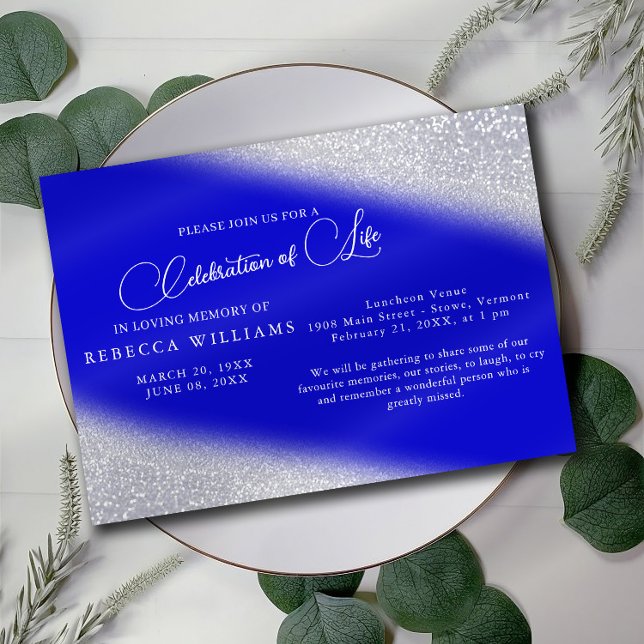Simple Royal Blue Celebration of Life Invitations (Creator Uploaded)