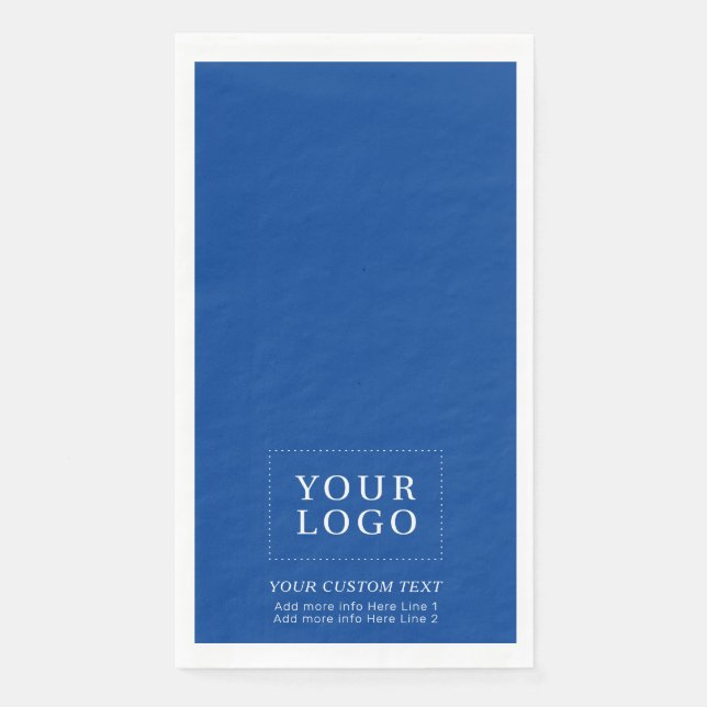 Simple Royal Blue Custom Business Logo Promotional Napkin (Front)