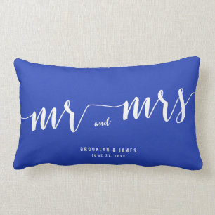 Simple Royal Blue Lumbar Wedding Pillows