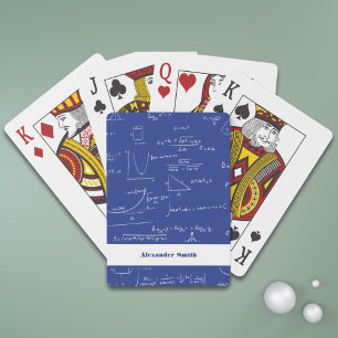 Simple Royal Blue Math Formulas Equations Playing Cards