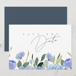 Simple Royal Blue Opulence Wildflowers Wedding Save The Date