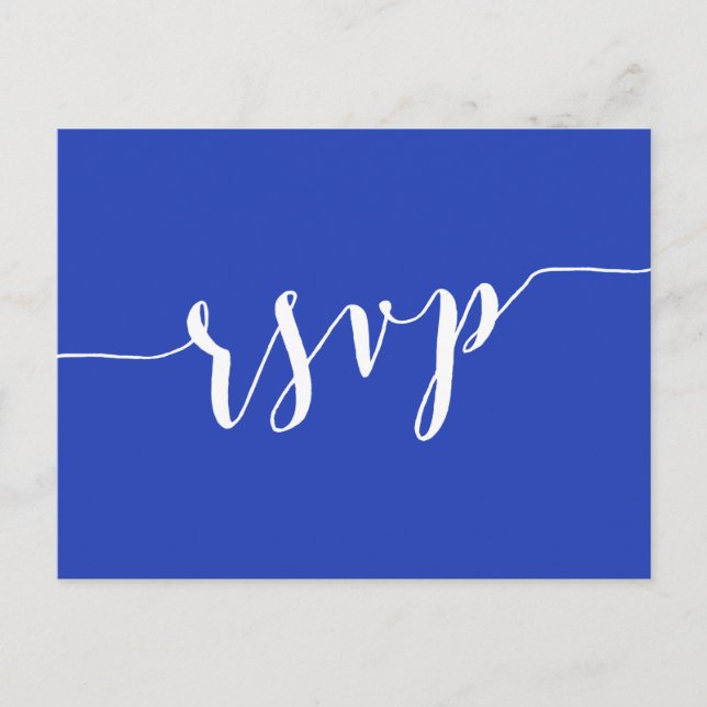 Simple Royal Blue Wedding RSVP Postcards (Front)