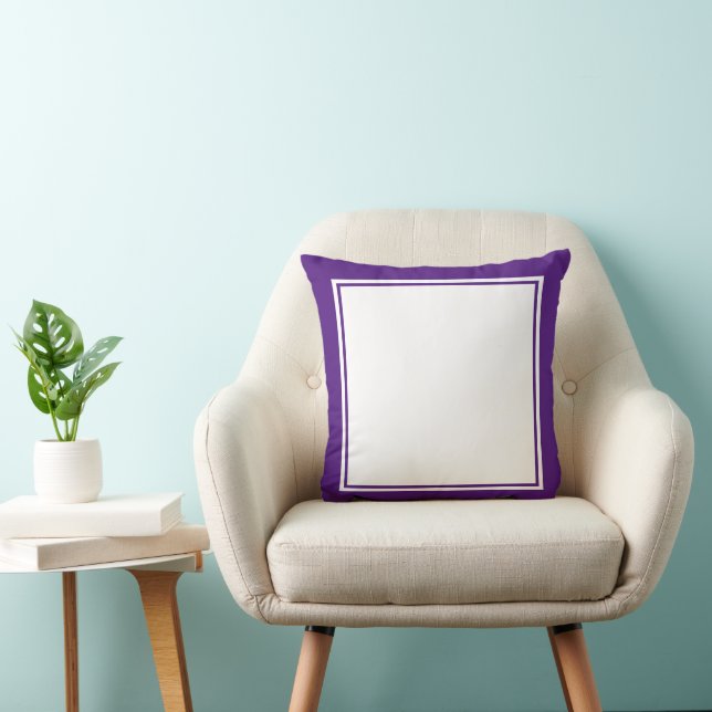 Simple Royal Purple and White Frame Cushion (Chair)