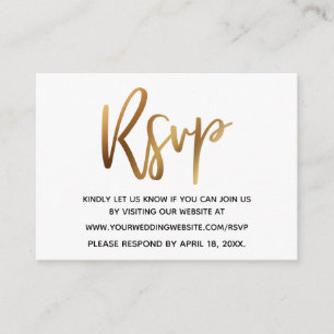 Simple RSVP Modern Casual Handwriting Gold Enclosure Card