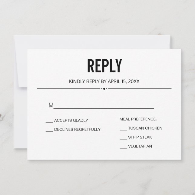 Simple RSVP Reply Wedding Template Custom Card (Back)