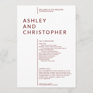 Simple Ruby Red Isolated Names Wedding Ceremony Program