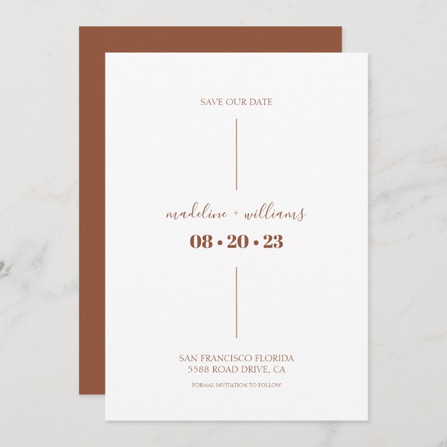 Simple Rust Boho Desert Terracotta Wedding Save The Date (Front/Back)