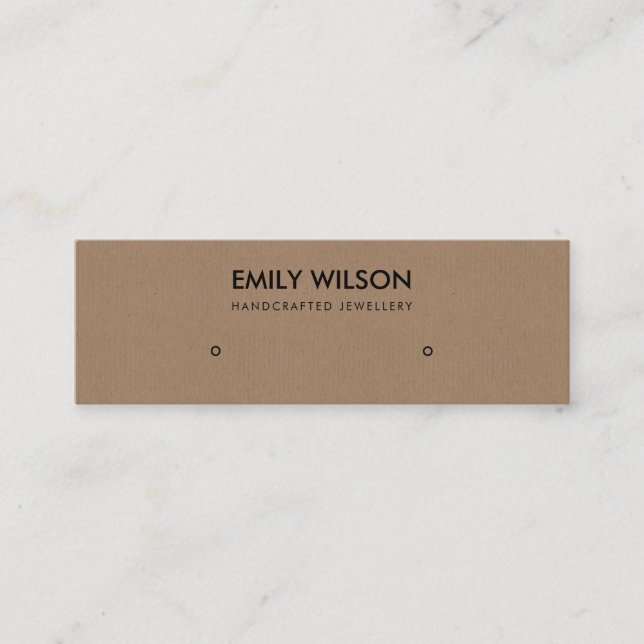 SIMPLE RUST BROWN KRAFT STUD EARRING DISPLAY LOGO MINI BUSINESS CARD (Front)