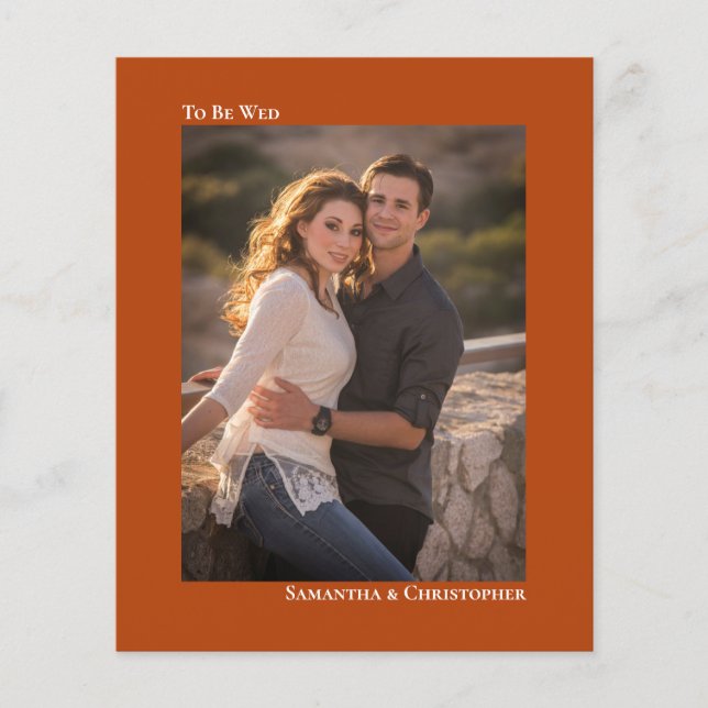 Simple Rust Orange BUDGET Wedding Photo Invitation (Front)