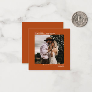 Simple Rust Orange Wedding Save the Date Photo Card