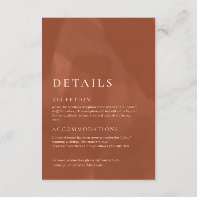 Simple rust wedding colour enclosure card (Front)