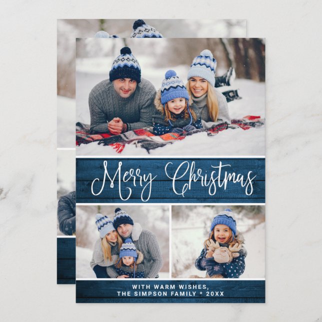 Simple Rustic 6 PHOTO Christmas Greeting Holiday Card (Front/Back)