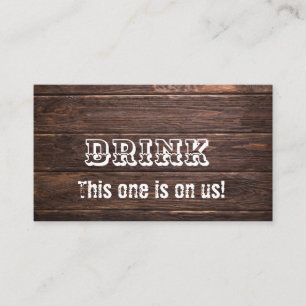 Simple Rustic Barn Wood Wedding Drink Ticket