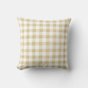 Simple Rustic Beige Tan Gingham Plaid  Cushion