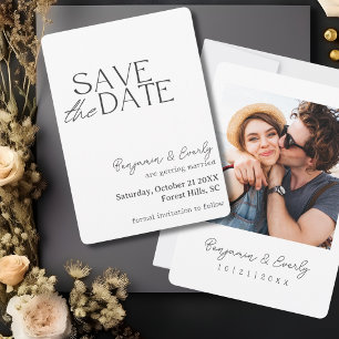 Simple Rustic Black and White Photo Save The Date
